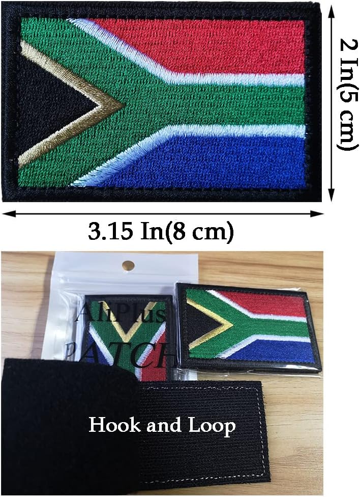 AliPlus 2 PCS South Africa Flag Patches Embroidered Tactical Military Morale Patch Applique Fastener Hook and Loop - Image 3